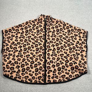 Tahari Leopard Print Knit Poncho Cape Sweater Women's Small/Medium Zipper